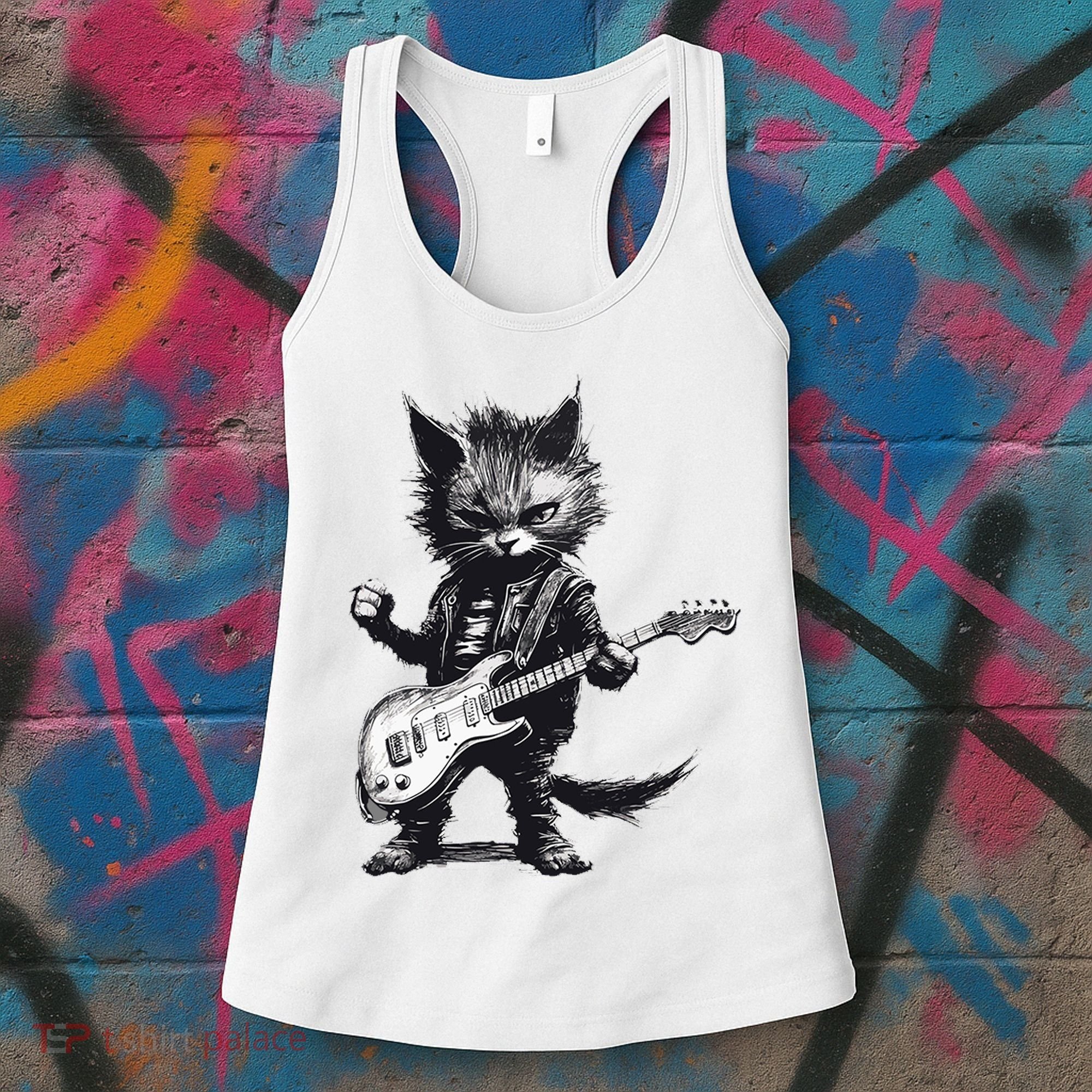 Rock And Roll Cat Guitar Women's Tank Top