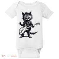Rock And Roll Cat Guitar Baby Bodysuit thumb 0