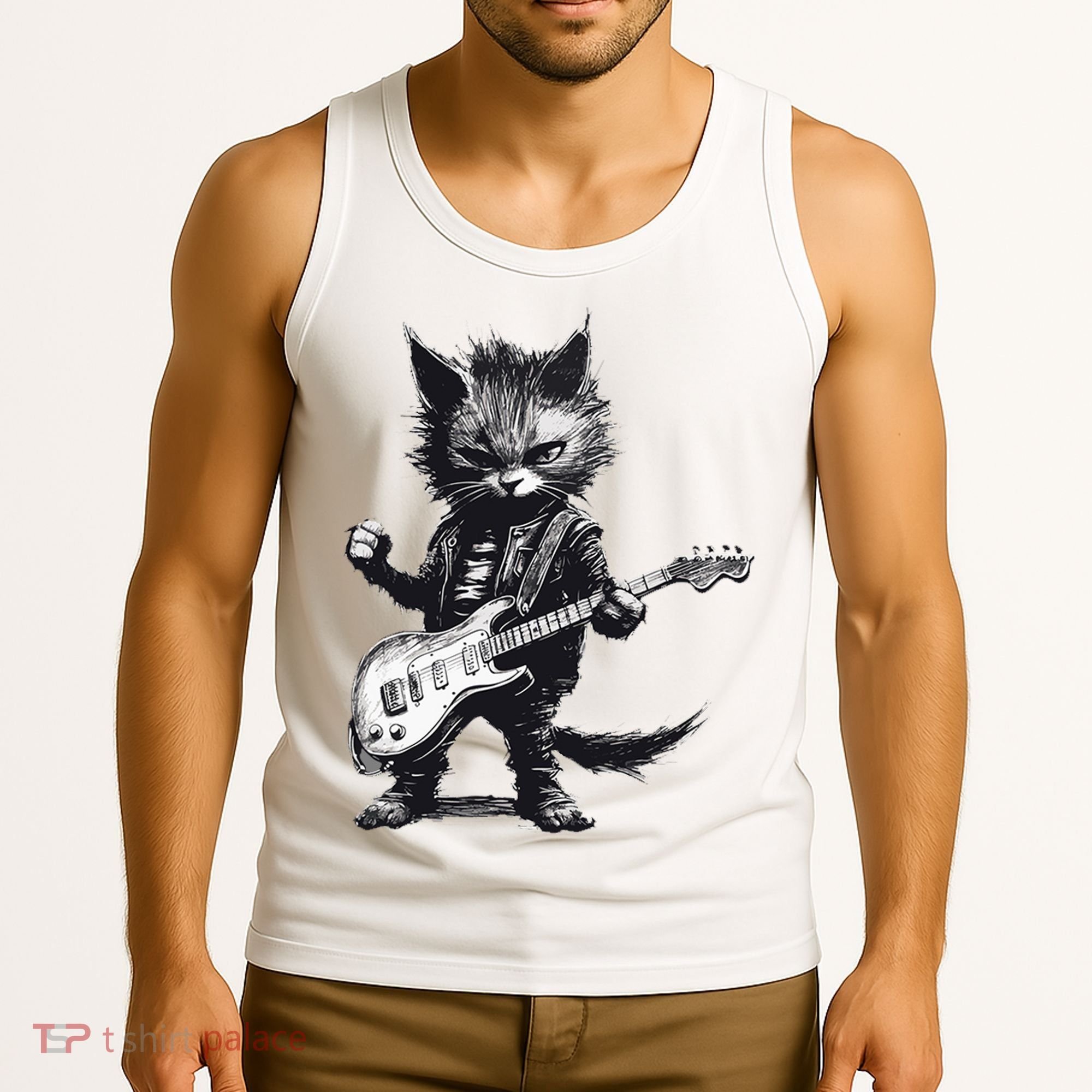 Rock And Roll Cat Guitar Tank Top