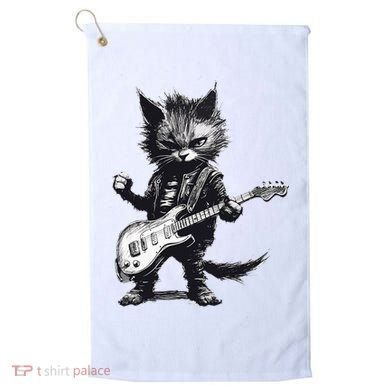 Rock And Roll Cat Guitar Golf Towel