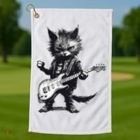 Rock And Roll Cat Guitar Golf Towel thumb 1