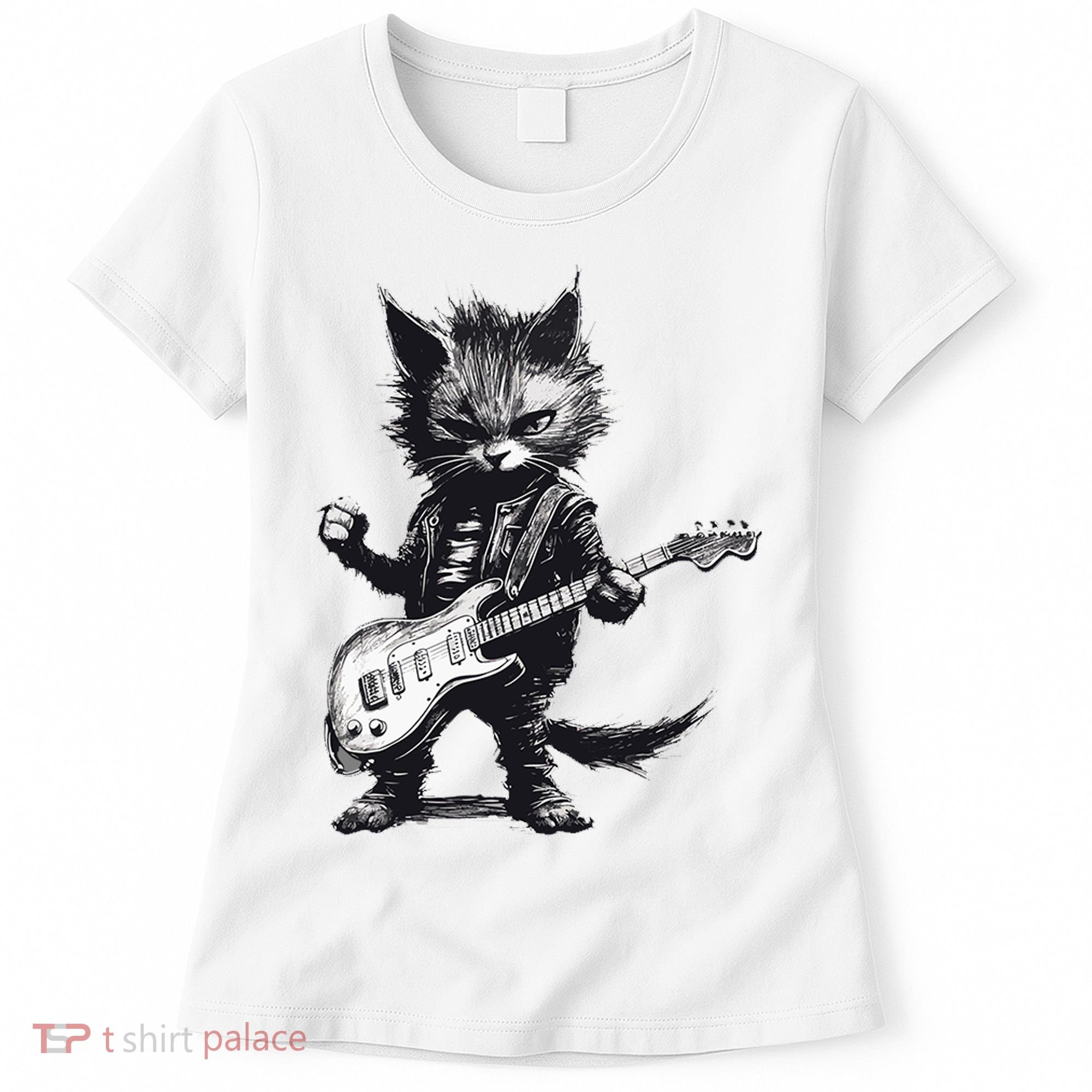 Rock And Roll Cat Guitar Women's T-Shirt