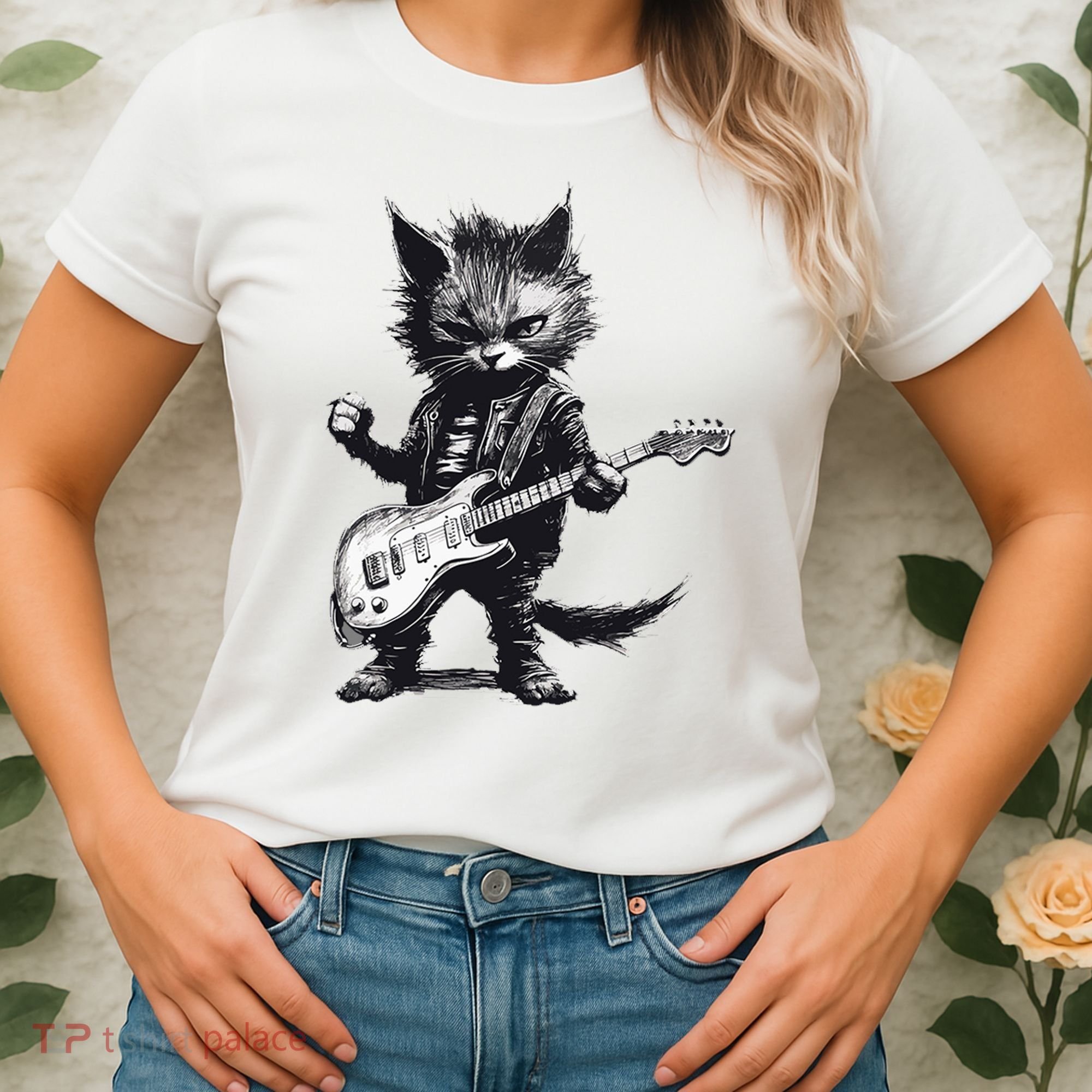 Rock And Roll Cat Guitar Women's T-Shirt