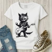 Rock And Roll Cat Guitar Women's T-Shirt thumb 3