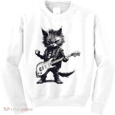 Rock And Roll Cat Guitar Kids Sweatshirt