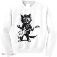 Rock And Roll Cat Guitar Kids Sweatshirt thumb 0