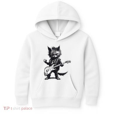 Rock And Roll Cat Guitar Kids Hoodie