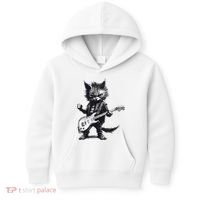 Rock And Roll Cat Guitar Kids Hoodie thumb 0