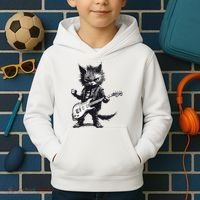 Rock And Roll Cat Guitar Kids Hoodie thumb 2