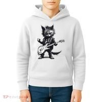 Rock And Roll Cat Guitar Kids Hoodie thumb 4