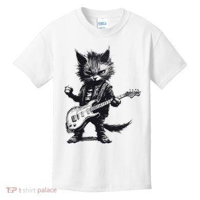 Rock And Roll Cat Guitar Kids T-Shirt