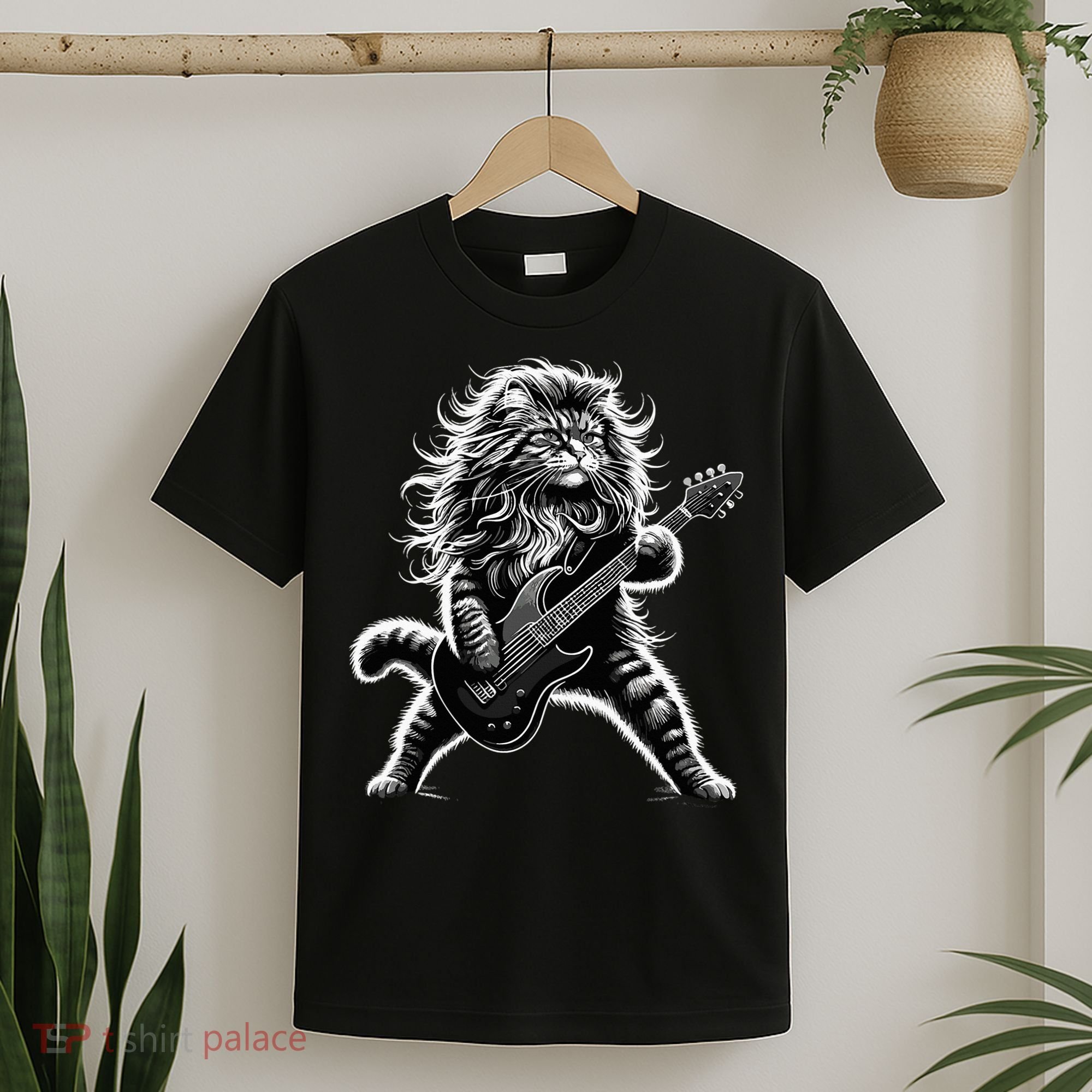 Rock And Roll Cat Playing Guitar T-Shirt