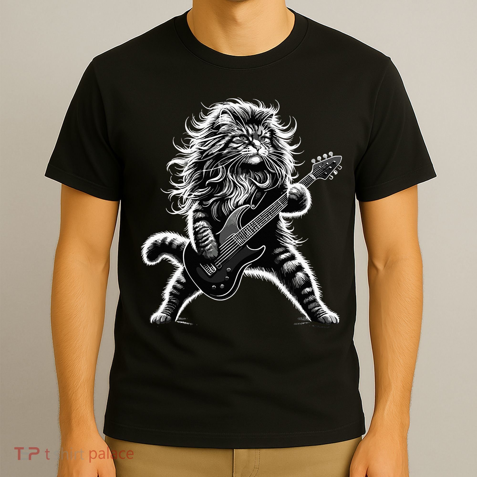 Rock And Roll Cat Playing Guitar T-Shirt