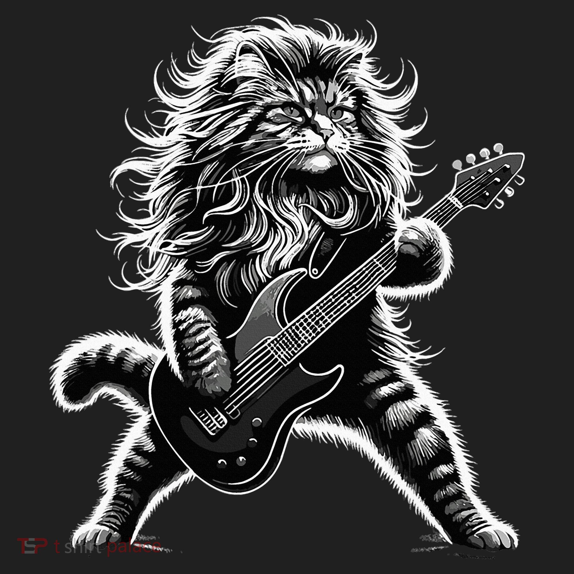Rock And Roll Cat Playing Guitar Beanie