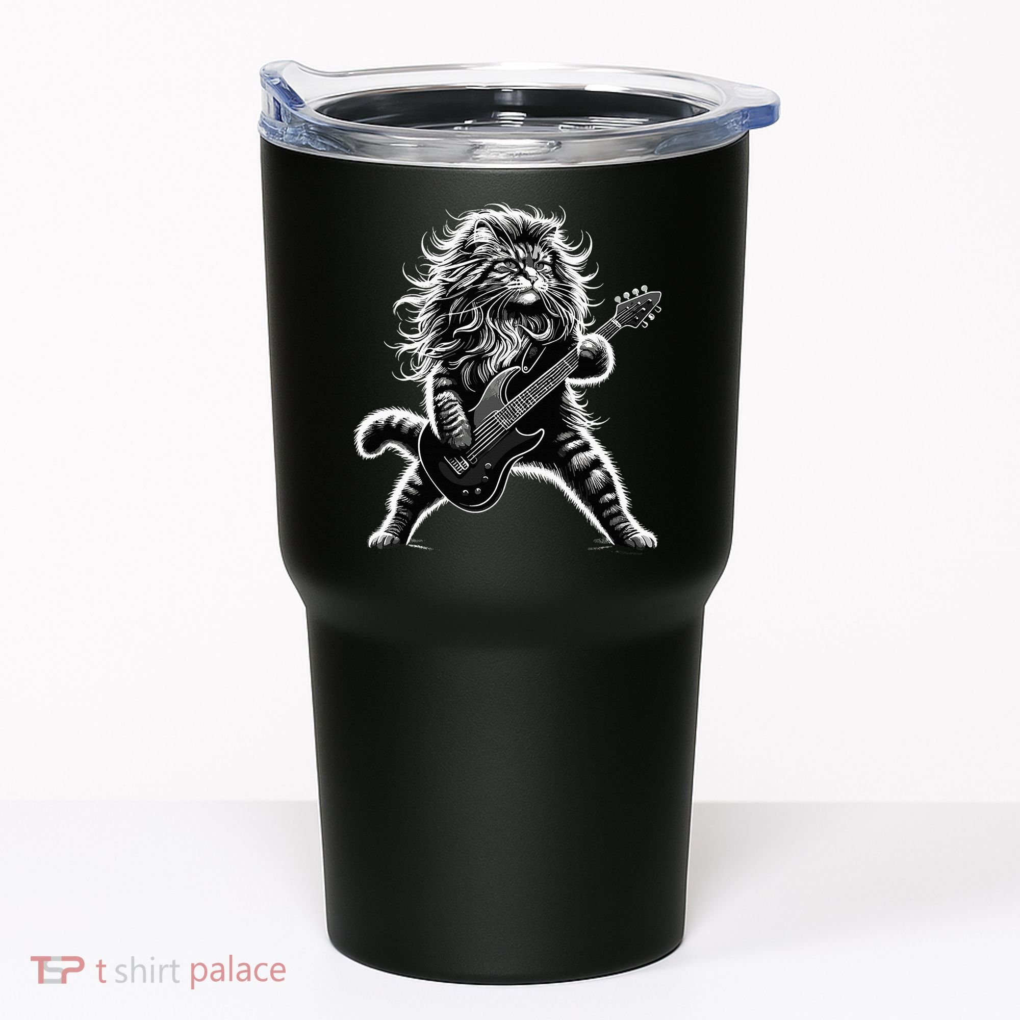 Rock And Roll Cat Playing Guitar Tumbler