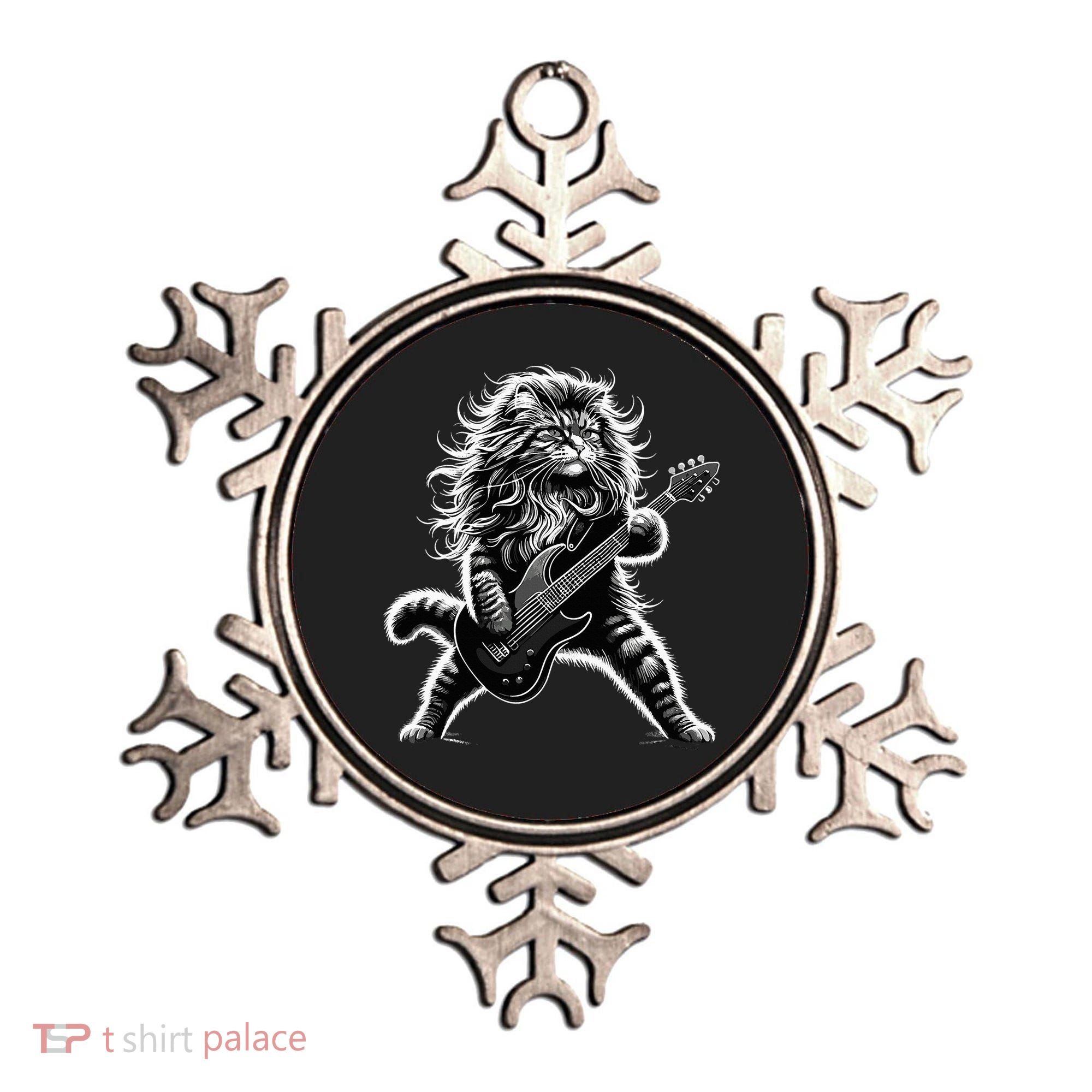 Rock And Roll Cat Playing Guitar Ornament