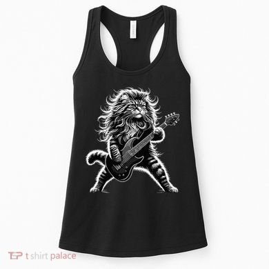 Rock And Roll Cat Playing Guitar Women's Tank Top