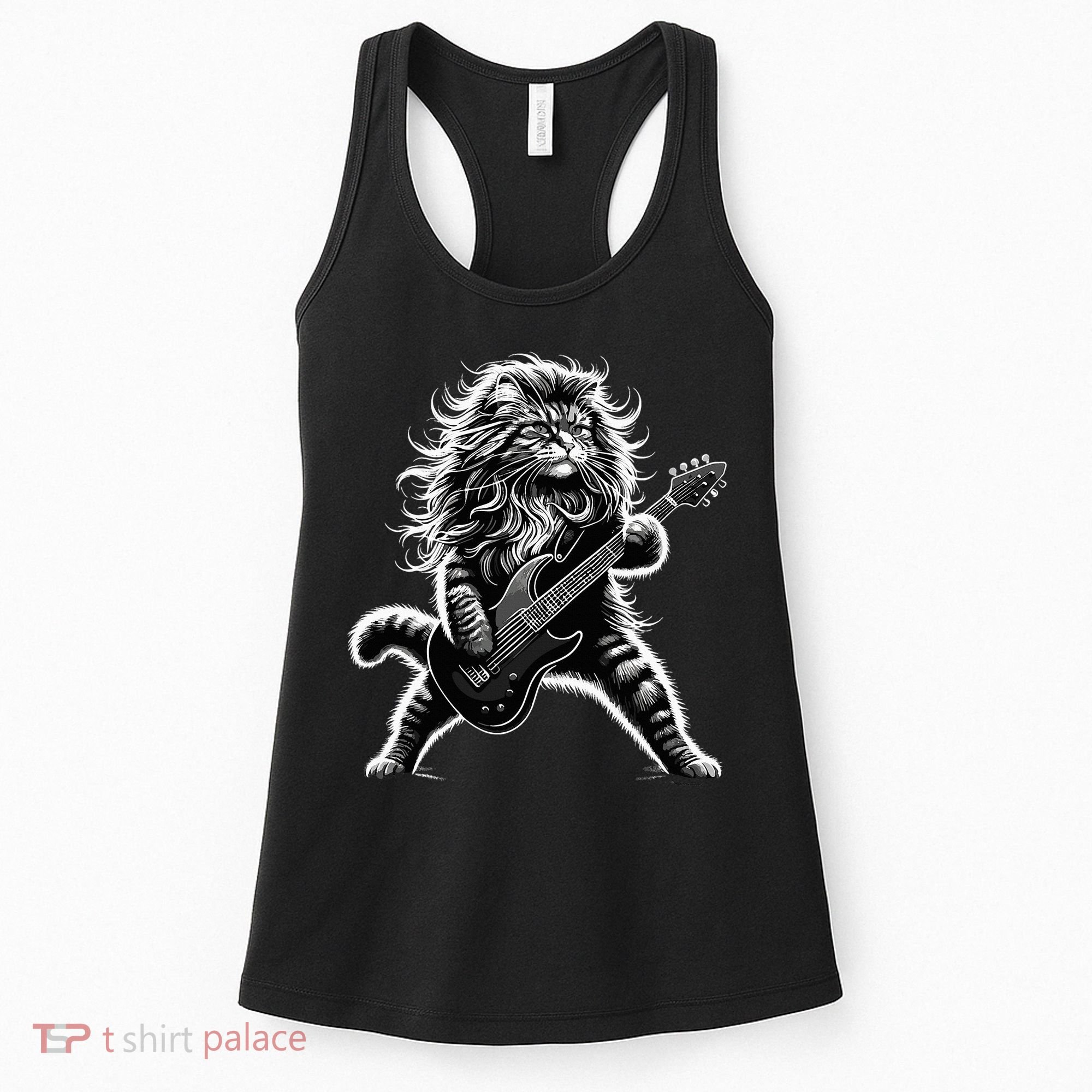 Rock And Roll Cat Playing Guitar Women's Tank Top
