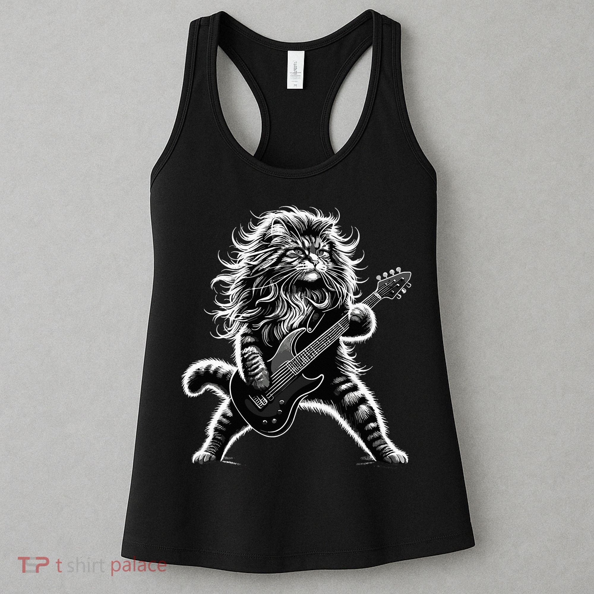 Rock And Roll Cat Playing Guitar Women's Tank Top