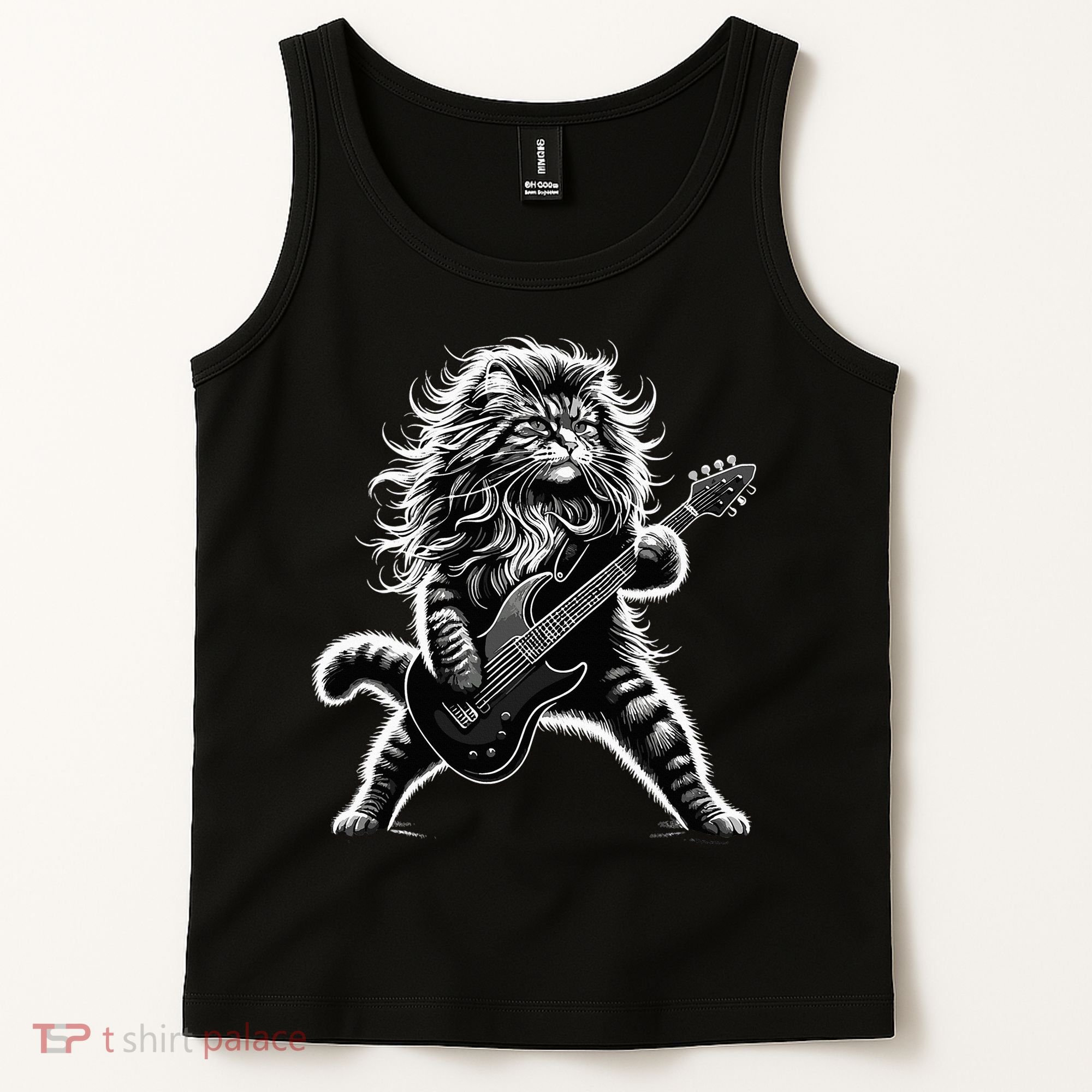 Rock And Roll Cat Playing Guitar Tank Top