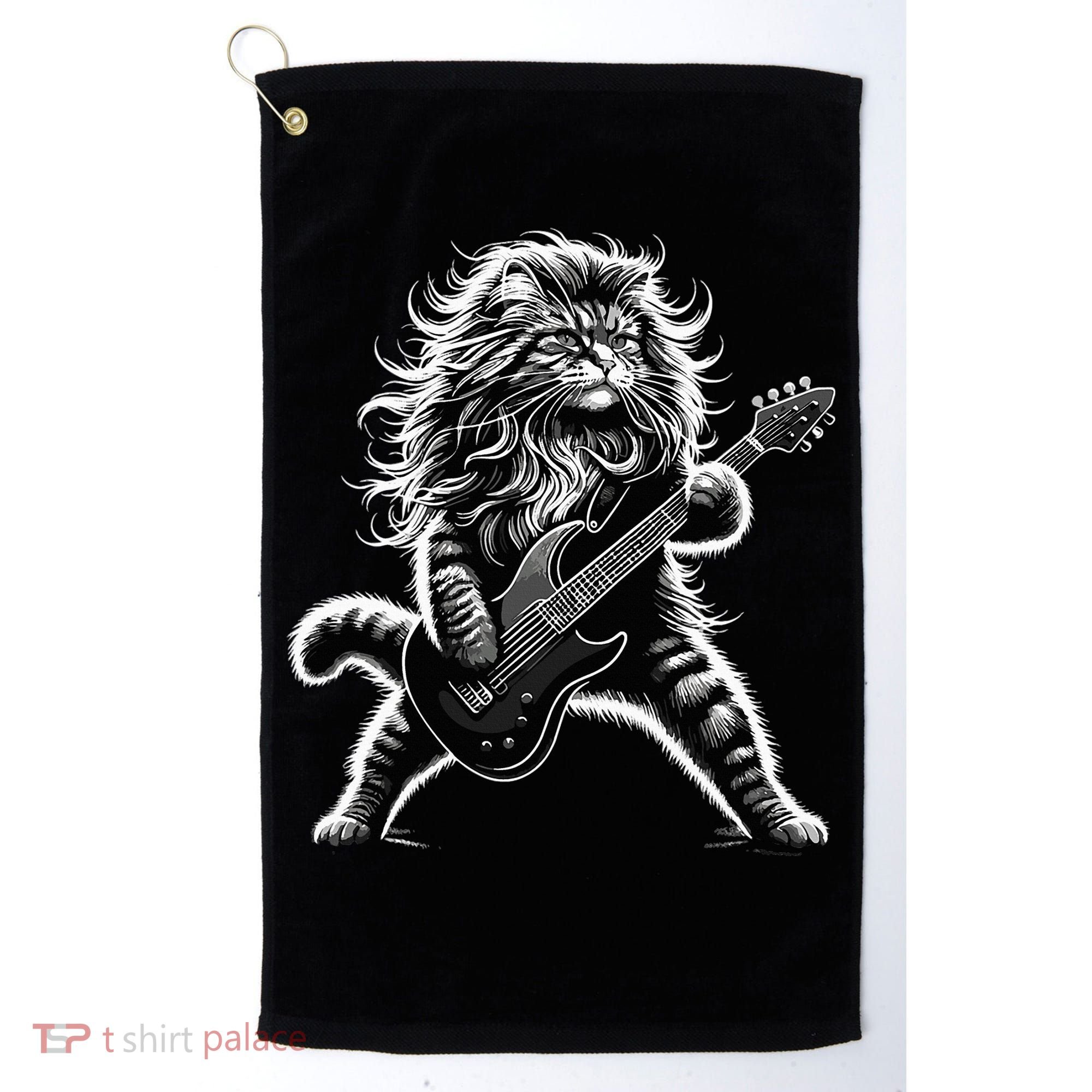 Rock And Roll Cat Playing Guitar Golf Towel