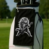 Rock And Roll Cat Playing Guitar Golf Towel thumb 2