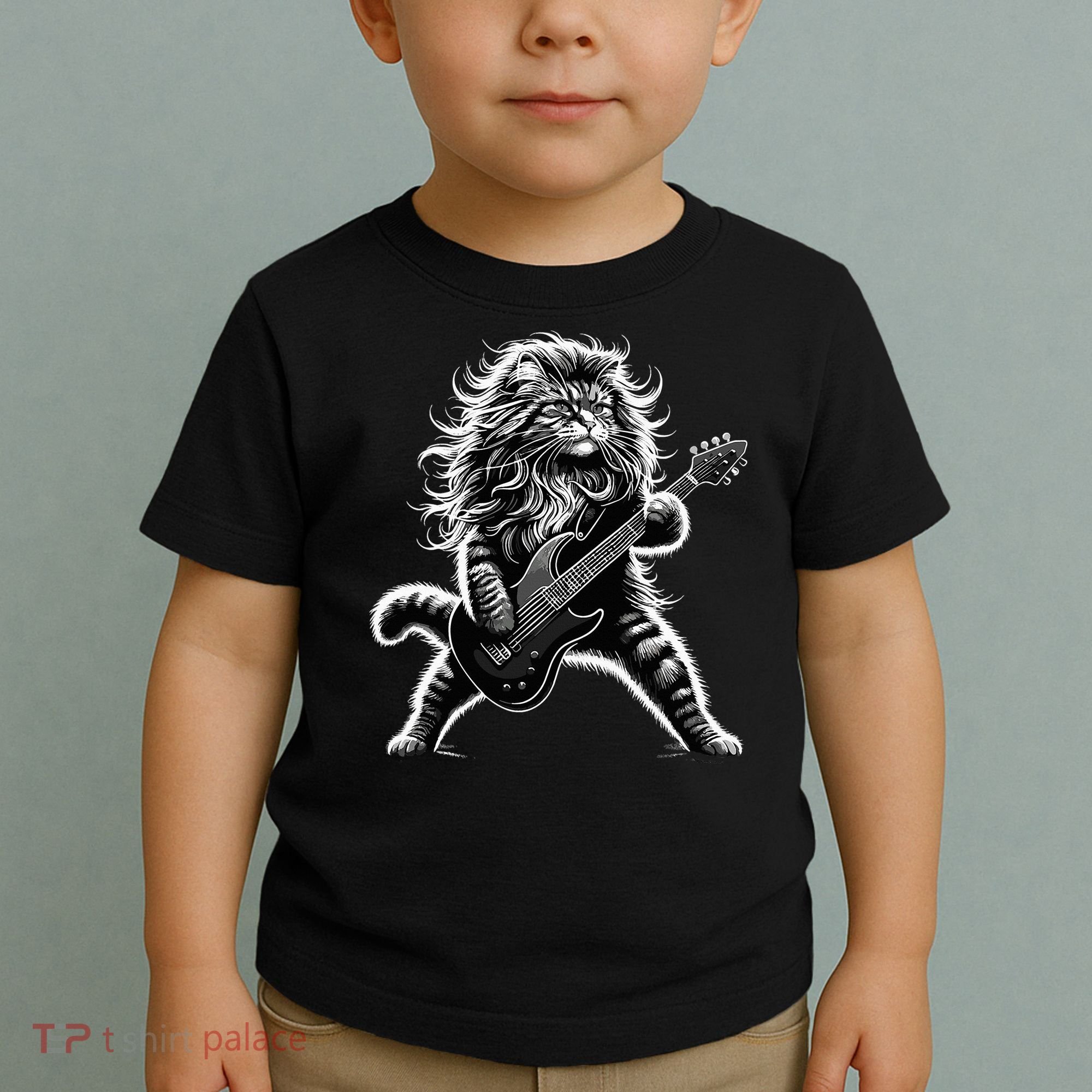 Rock And Roll Cat Playing Guitar Toddler T-Shirt