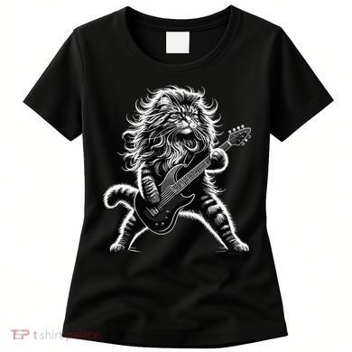 Rock And Roll Cat Playing Guitar Women's T-Shirt