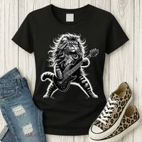 Rock And Roll Cat Playing Guitar Women's T-Shirt thumb 3