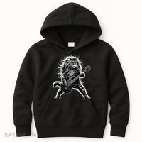 Rock And Roll Cat Playing Guitar Kids Hoodie thumb 0
