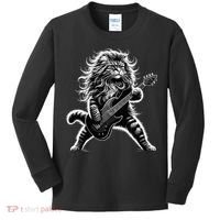 Rock And Roll Cat Playing Guitar Kids Long Sleeve Shirt thumb 0