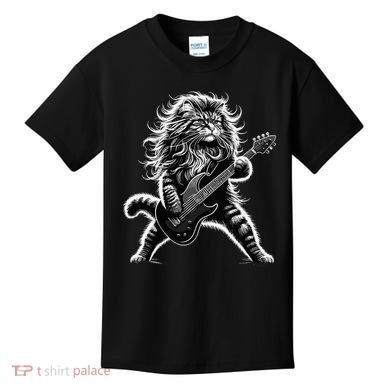 Rock And Roll Cat Playing Guitar Kids T-Shirt