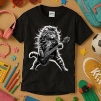 Rock And Roll Cat Playing Guitar Kids T-Shirt thumb 3