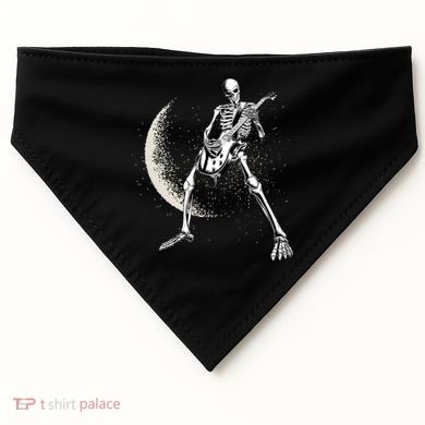 Rock And Roll Skeleton Moon Guitar USA-Made Doggie Bandana