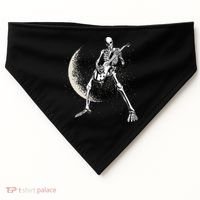 Rock And Roll Skeleton Moon Guitar USA-Made Doggie Bandana thumb 0