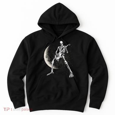 Rock And Roll Skeleton Moon Guitar Hoodie