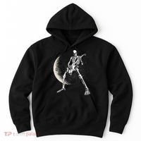 Rock And Roll Skeleton Moon Guitar Hoodie thumb 0