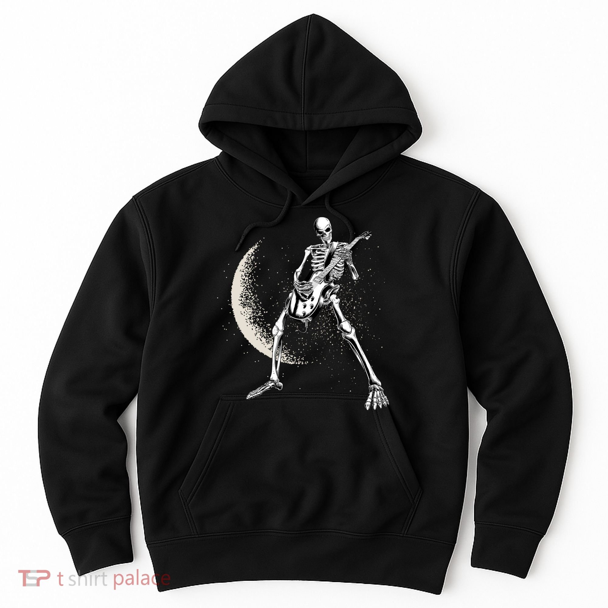 Rock And Roll Skeleton Moon Guitar Hoodie