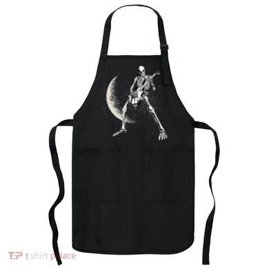Rock And Roll Skeleton Moon Guitar Apron