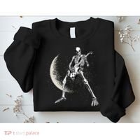 Rock And Roll Skeleton Moon Guitar Sweatshirt thumb 2
