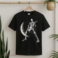 Rock And Roll Skeleton Moon Guitar T-Shirt thumb 2