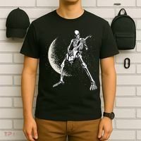 Rock And Roll Skeleton Moon Guitar T-Shirt thumb 6