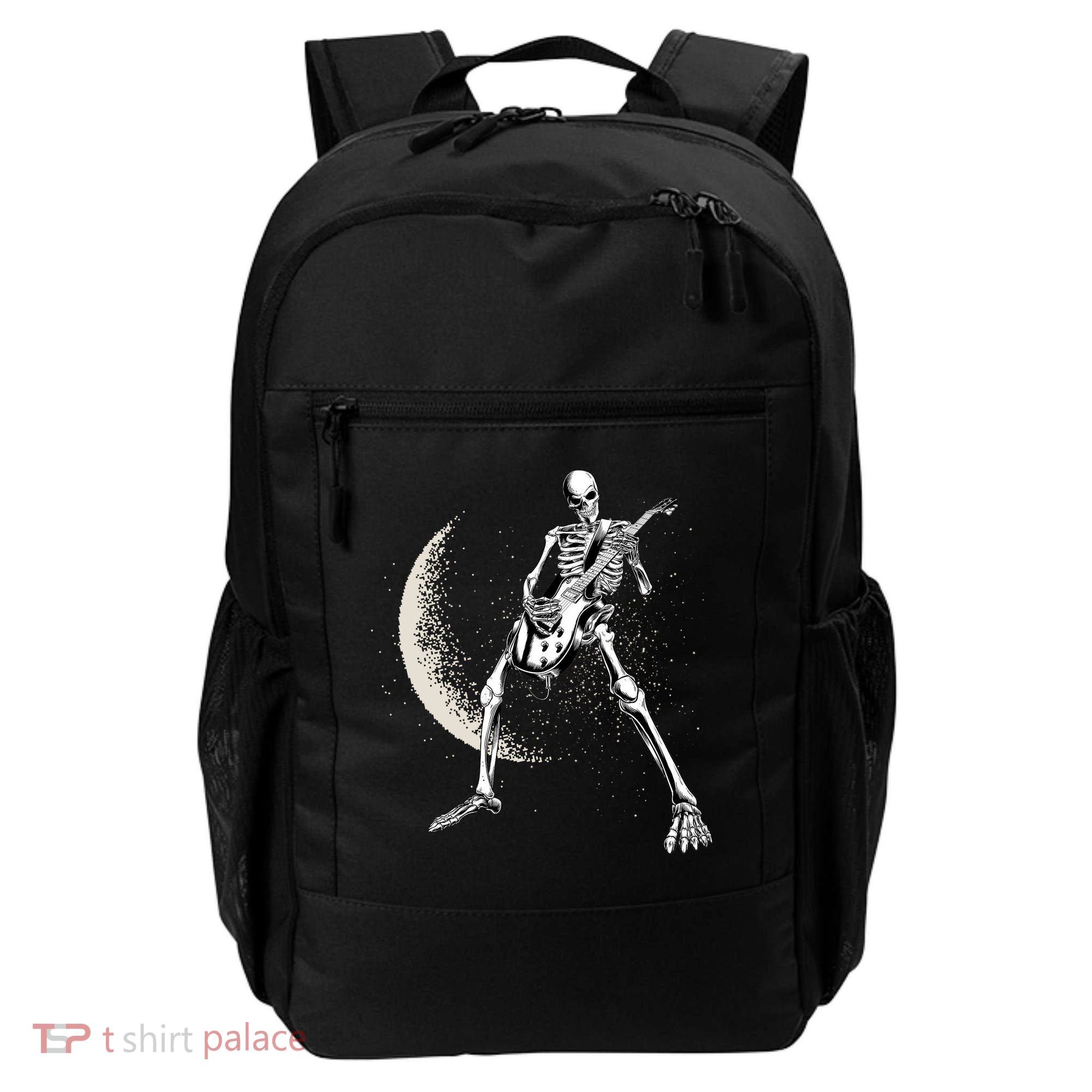 Rock And Roll Skeleton Moon Guitar Backpack