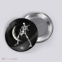 Rock And Roll Skeleton Moon Guitar Button thumb 0