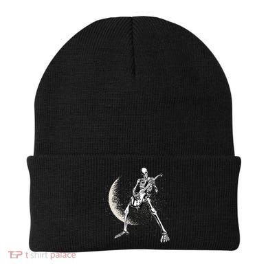 Rock And Roll Skeleton Moon Guitar Beanie