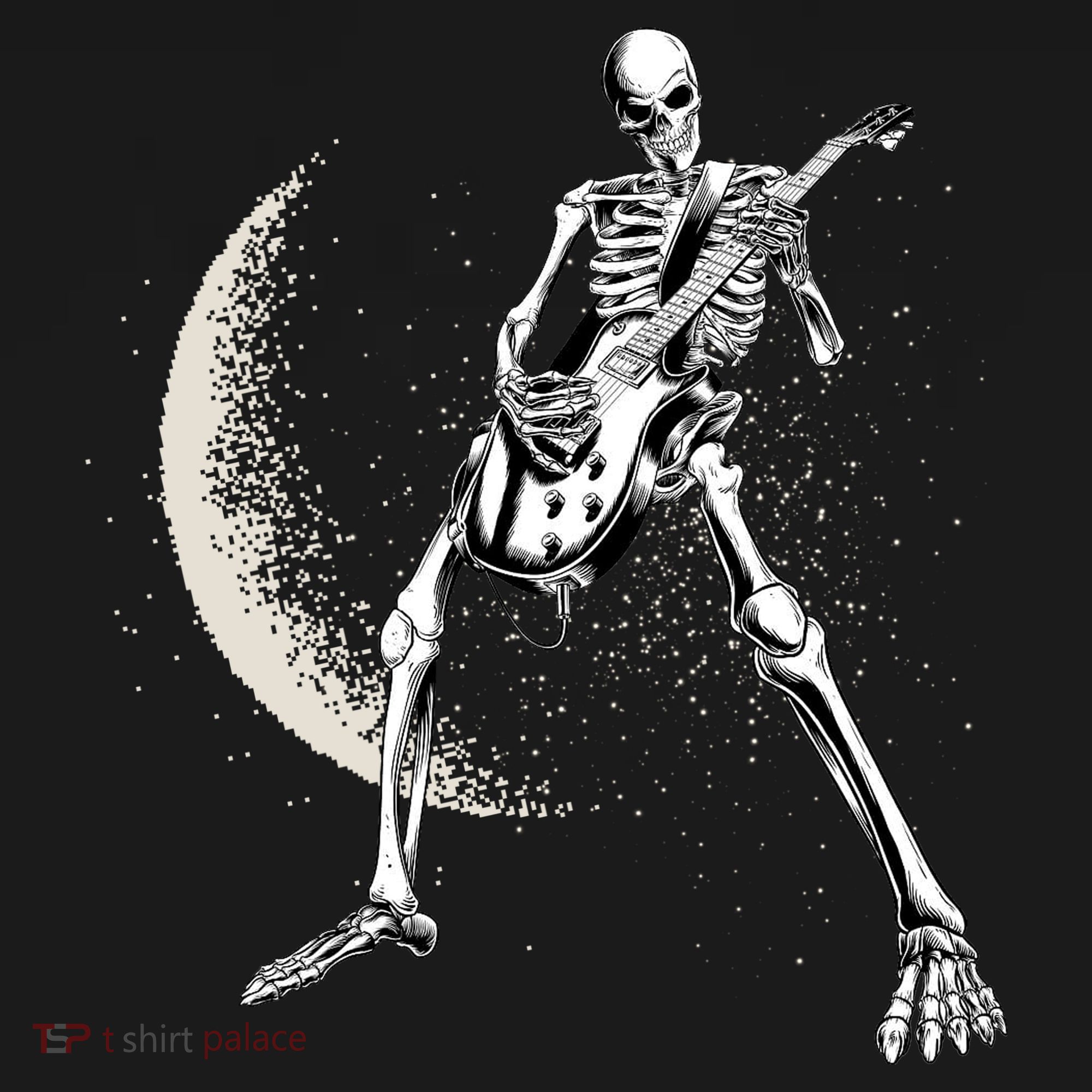 Rock And Roll Skeleton Moon Guitar Pajama Set