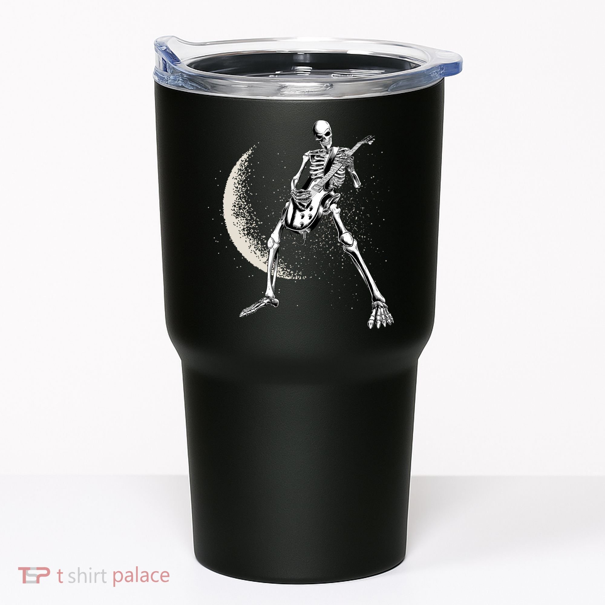 Rock And Roll Skeleton Moon Guitar Tumbler