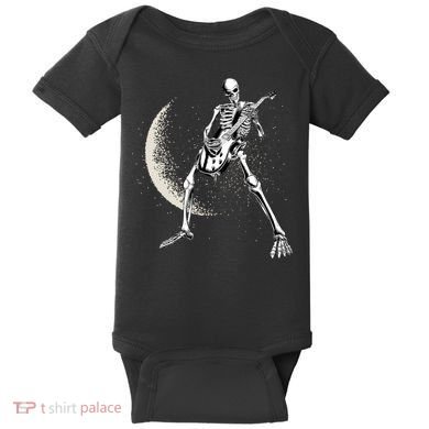 Rock And Roll Skeleton Moon Guitar Baby Bodysuit