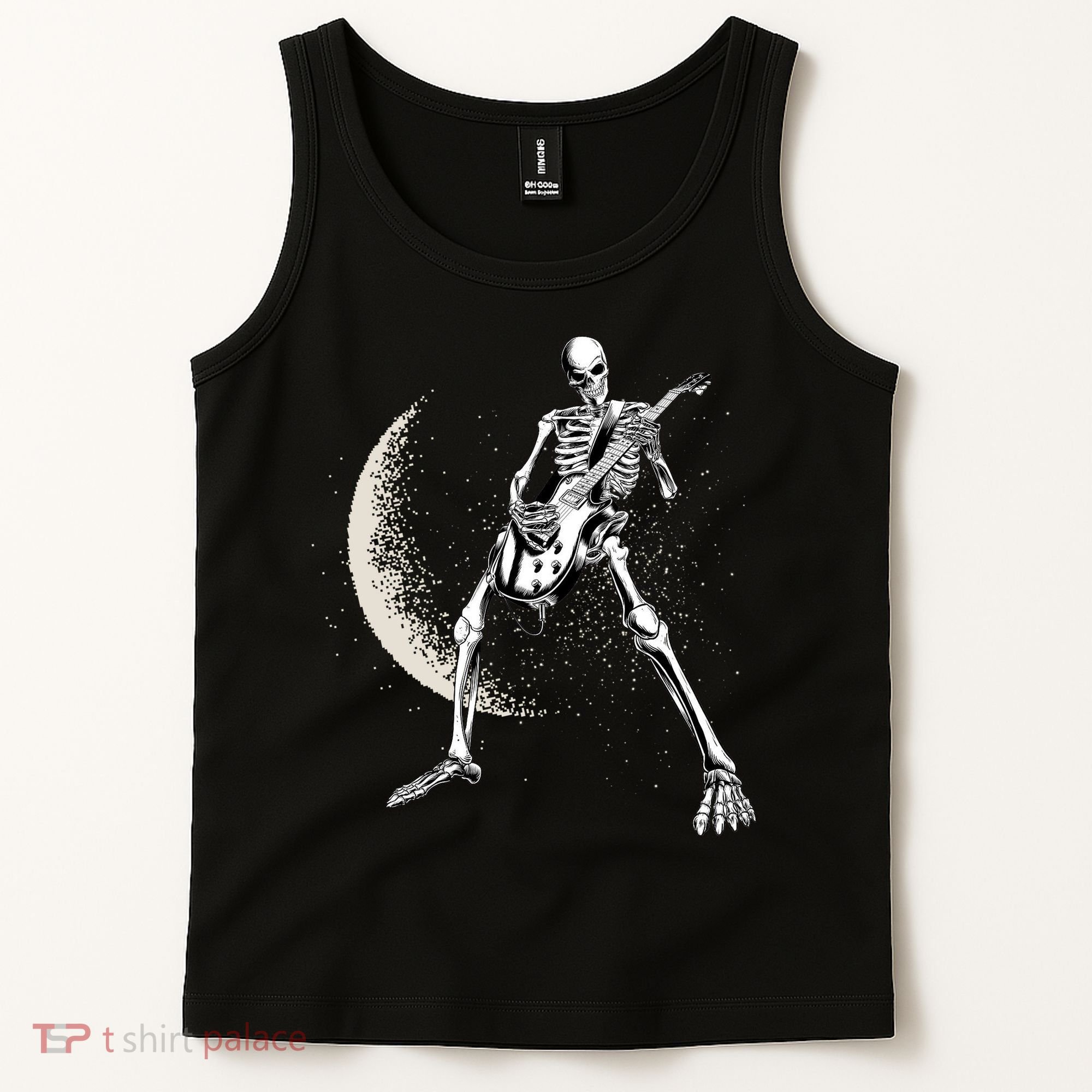 Rock And Roll Skeleton Moon Guitar Tank Top