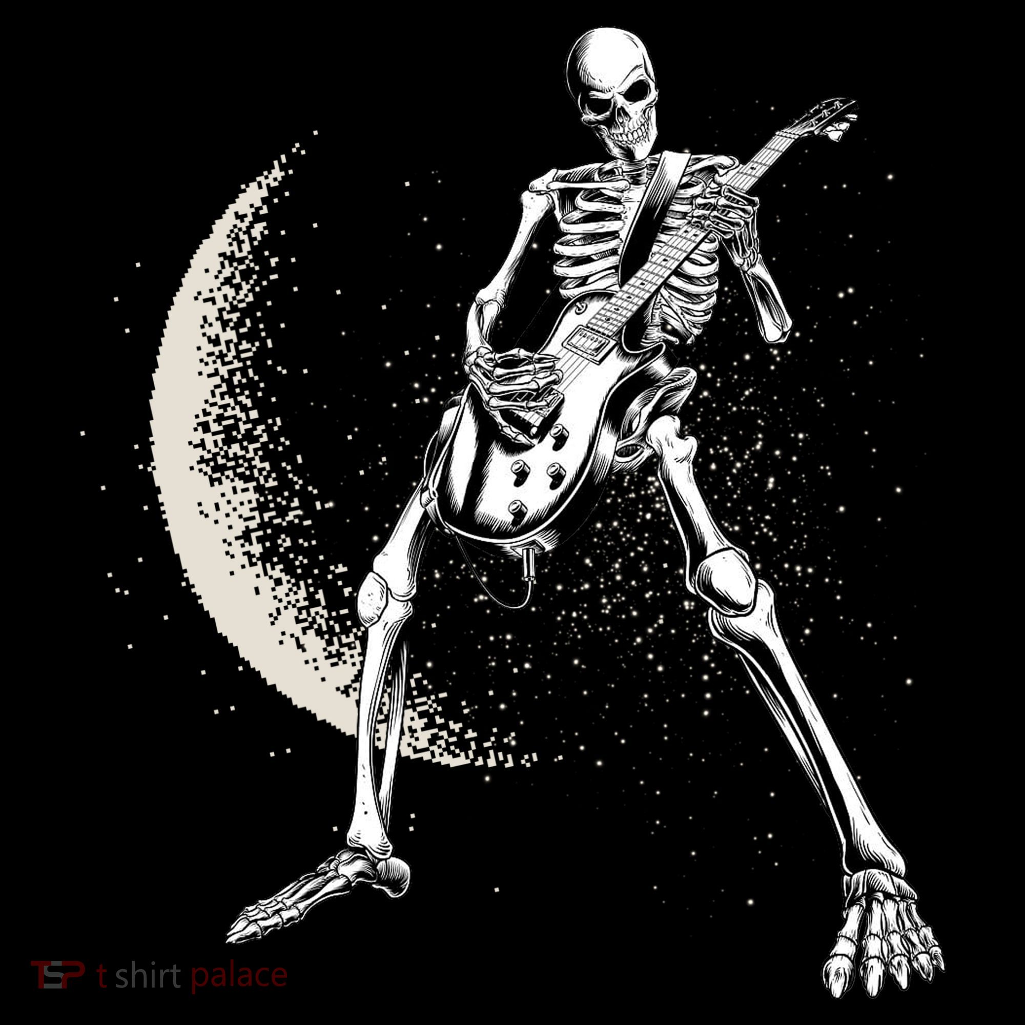 Rock And Roll Skeleton Moon Guitar Tank Top